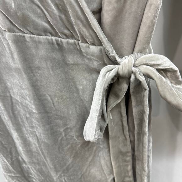 J. Crew Drapey Gray Velvet Velour Wrap Dress V-Neck Plus Size 18 - Picture 4 of 6